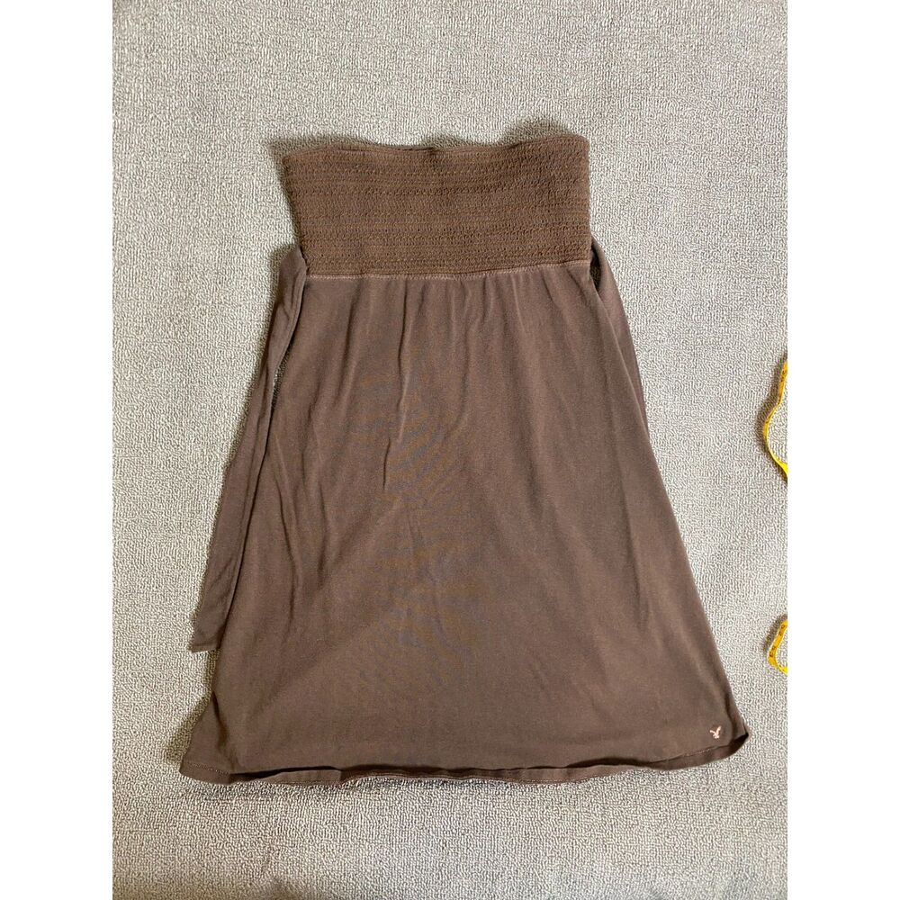 Vintage American Eagle Women's Brown Sleeveless Dress- Babydoll Y2K Boho Fairy